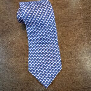 Lord & Taylor Blue & Pink Snail Tie All Silk Pointed Necktie Repeating Pattern